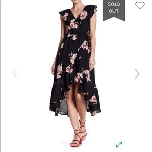 New Soprano Black Floral Ruffle Printed Midi Dress